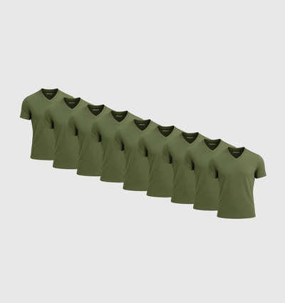 Pack of 9 V-neck Shirts - Khaki