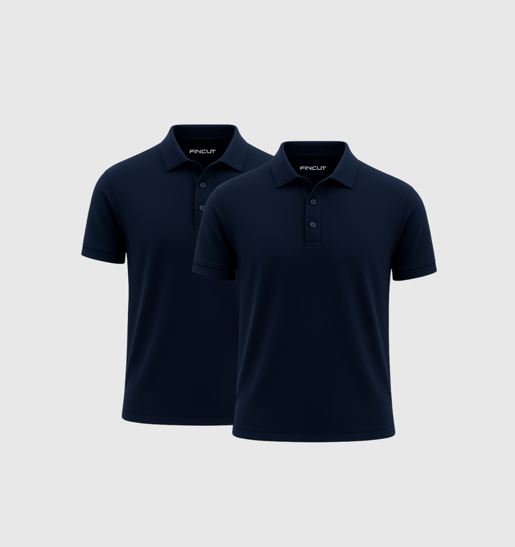 Pack of 2 Polo Shirts - Navy blue