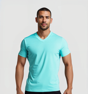 V-neck T-shirt - Turquoise blue