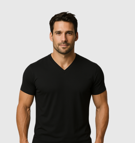 Single V-neck - Black