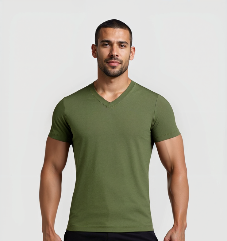 V-neck T-shirt - Khaki