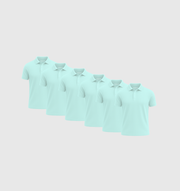 Pack of 6 Polo Shirts - Turquoise blue