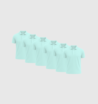 Pack of 6 Polo Shirts - Turquoise blue