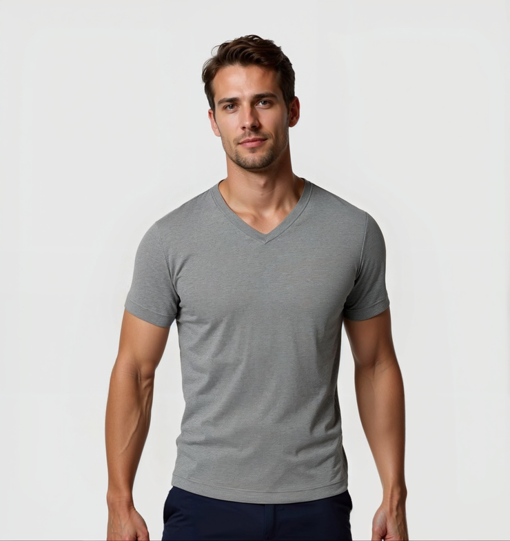 V-neck T-shirt - Gray