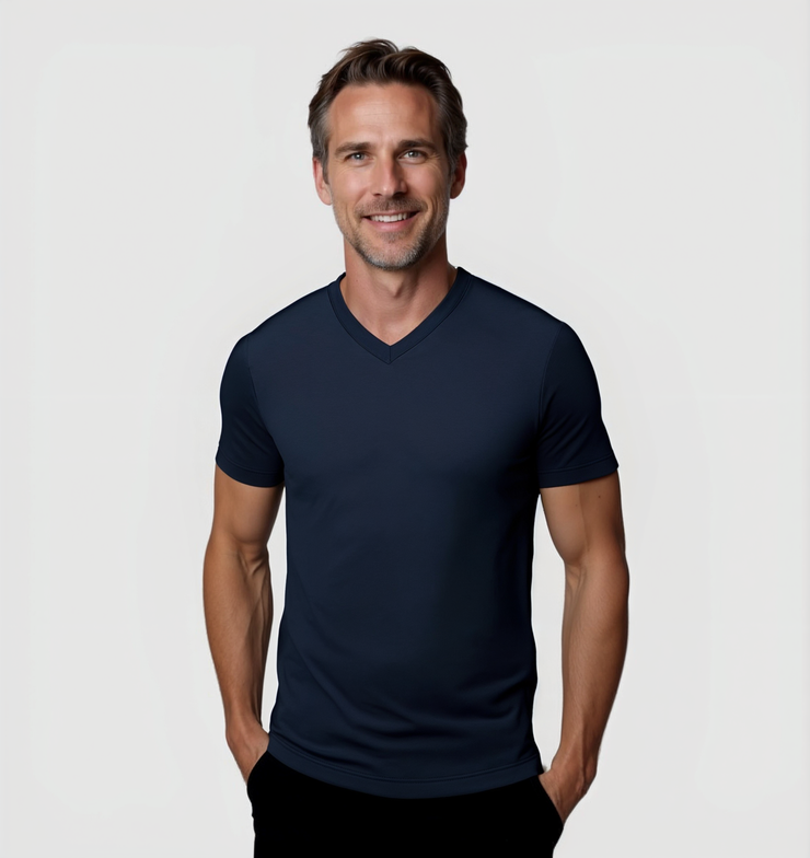 V-neck T-shirt - Navy blue
