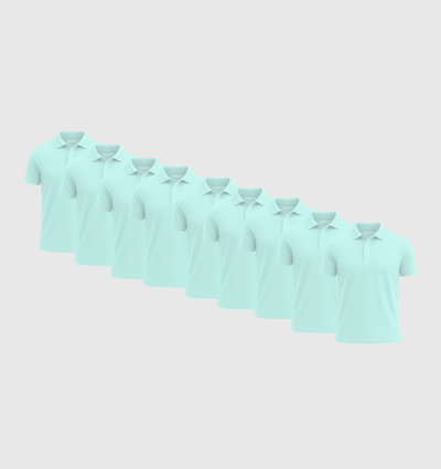 Pack of 9 Polo Shirts - Turquoise blue