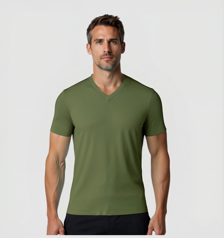 V-neck T-shirt - Khaki
