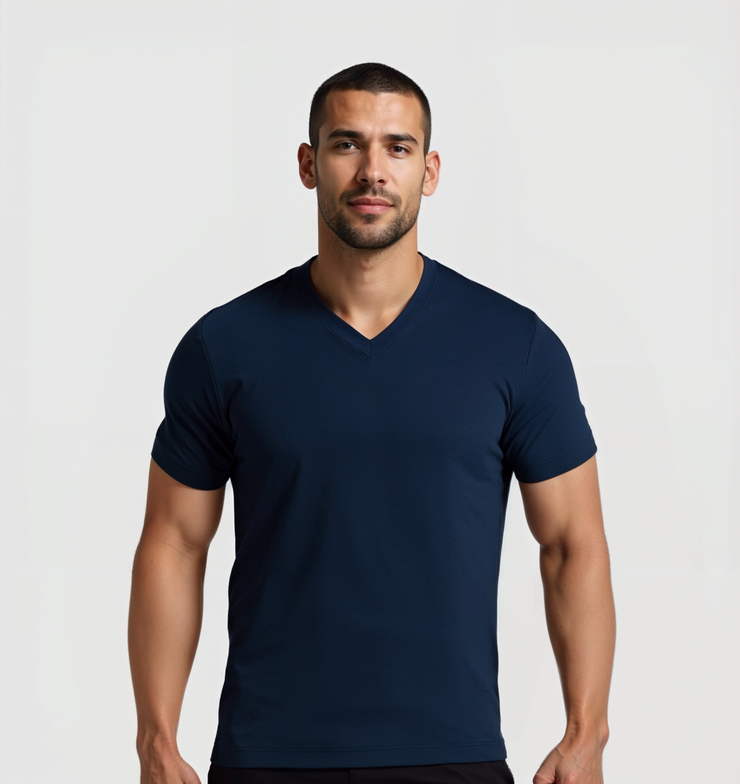 V-neck T-shirt - Navy blue